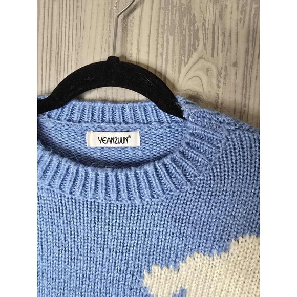 Whimsical Cloud & Grass Knit Sweater | Cropped Pullover | Fits S/M - Picture 5 of 5